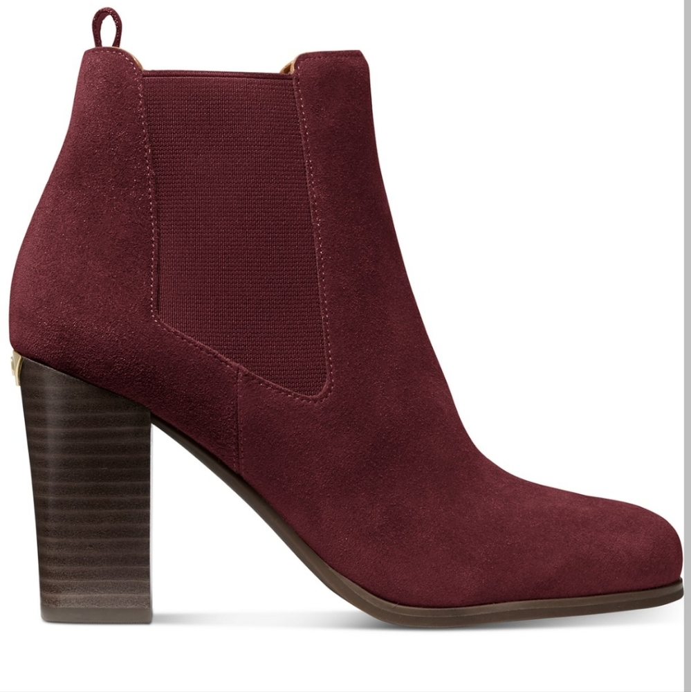 MK Michael Kors Women's Chelsea Boots Lottie Size 9.5 Dark Berry Suede - Picture 2 of 15